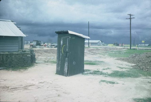 the outhouse frequently visited after partaking of the infamous malaria pill